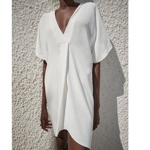 Zara pleated oversized and flowy blouse -ecru